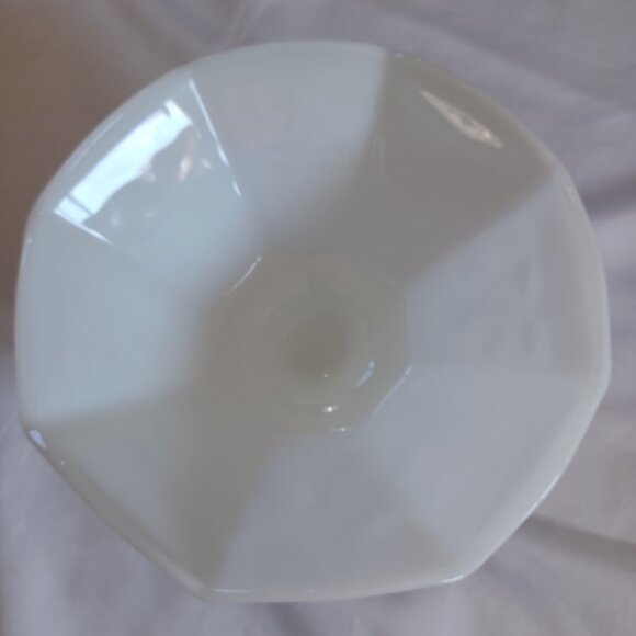 Vintage Anchor Hocking Milk Glass Footed Serving Bowl Pedestal White Planter - Picture 5 of 10